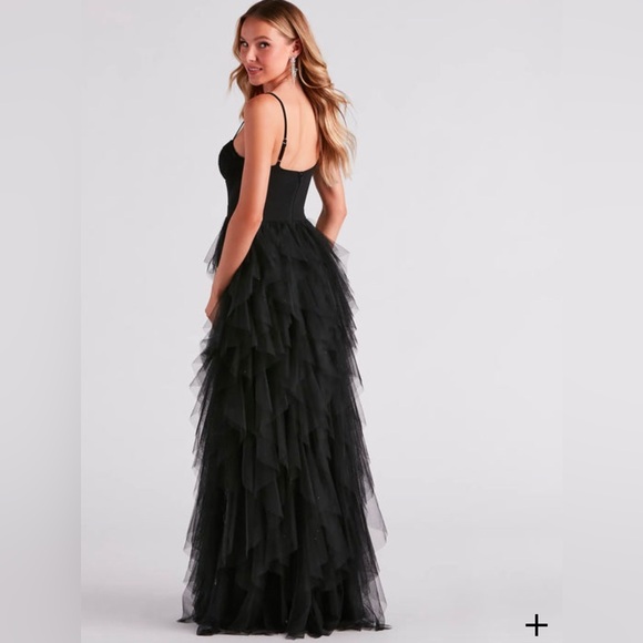 New black Windsor  bustier ruffle dress - Picture 2 of 3